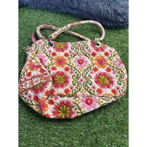 Vera Bradley Orange Pink Retired Folkloric Hobo Handbag No Crossbody Strap